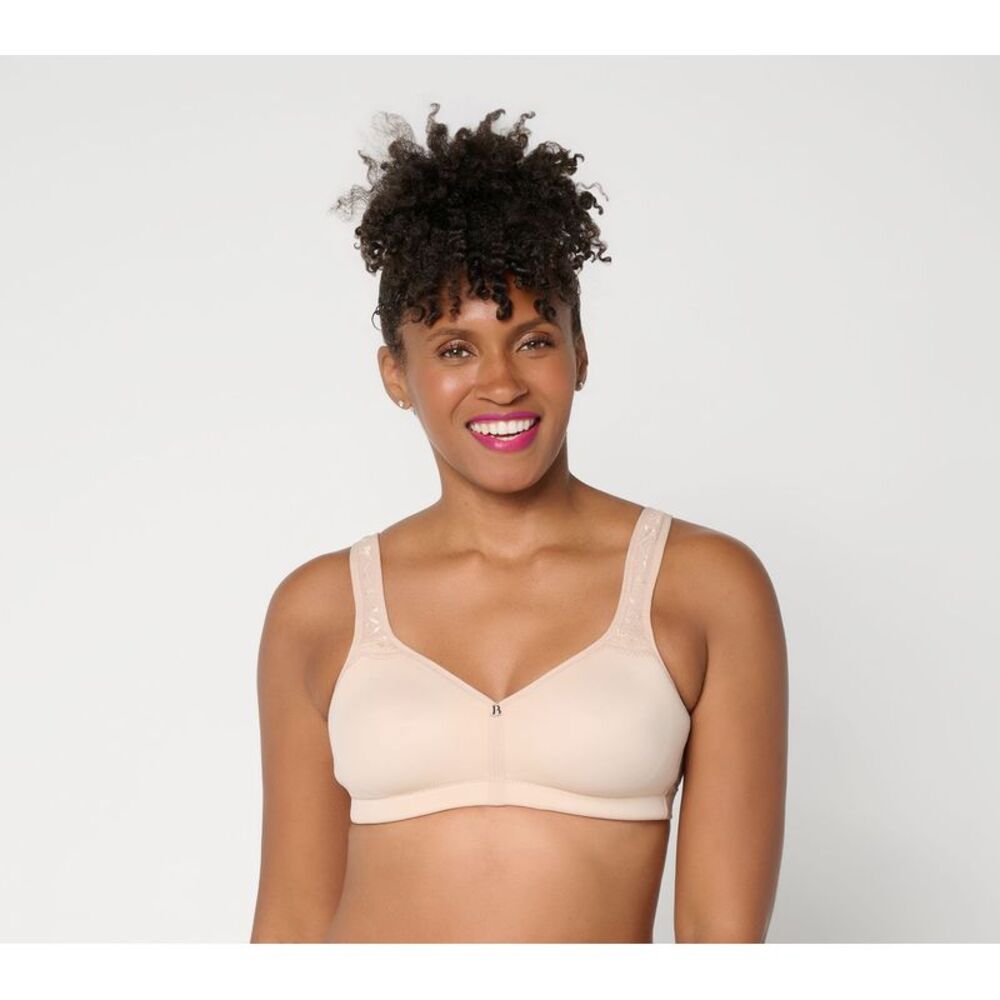 Breezies Women's Bra Sz 44DD Natural Curves Lace Trim Wirefree Brown